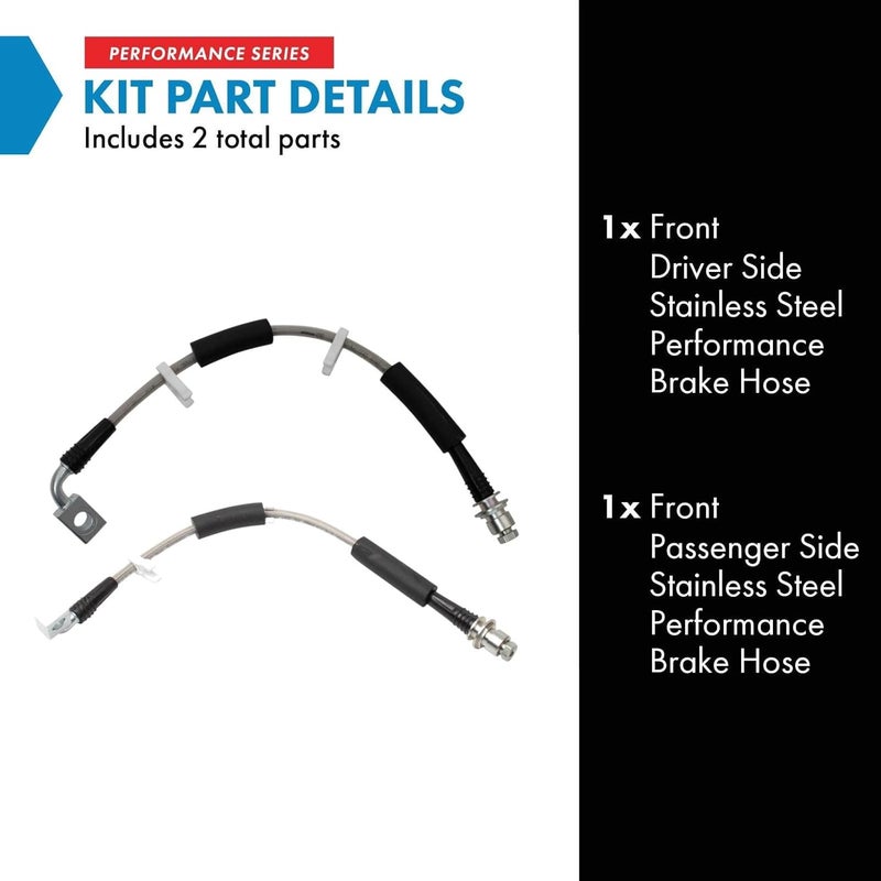 TRQ Front Brake Hose Set Compatible with 2007-2011 Dodge Nitro 2008-2012 Jeep Liberty - Image 2